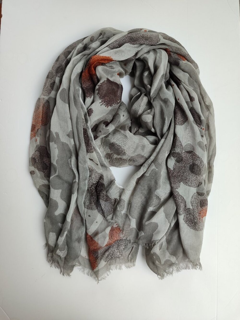 Sandwich Scarf Wrap 100% Fine Viscose Lightweight Grey Multi